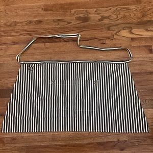 APRON - 100% cotton done in a brown and beige awning stripe